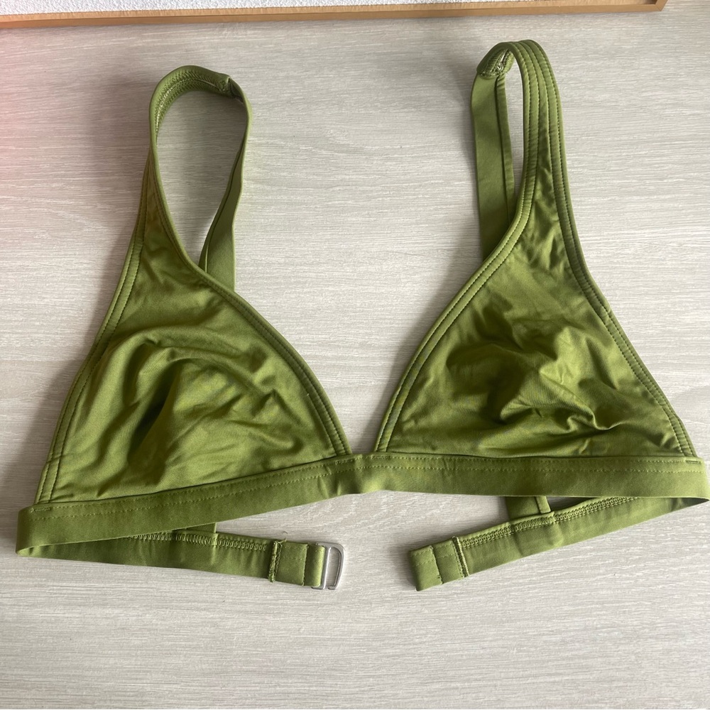 Victoria's Secret Swim Top 34C Olive Green Khaki Triangle Bikini Vintage VS
